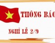 Thông báo nghỉ nhân dịp Quốc khánh ngày 02/9/2015